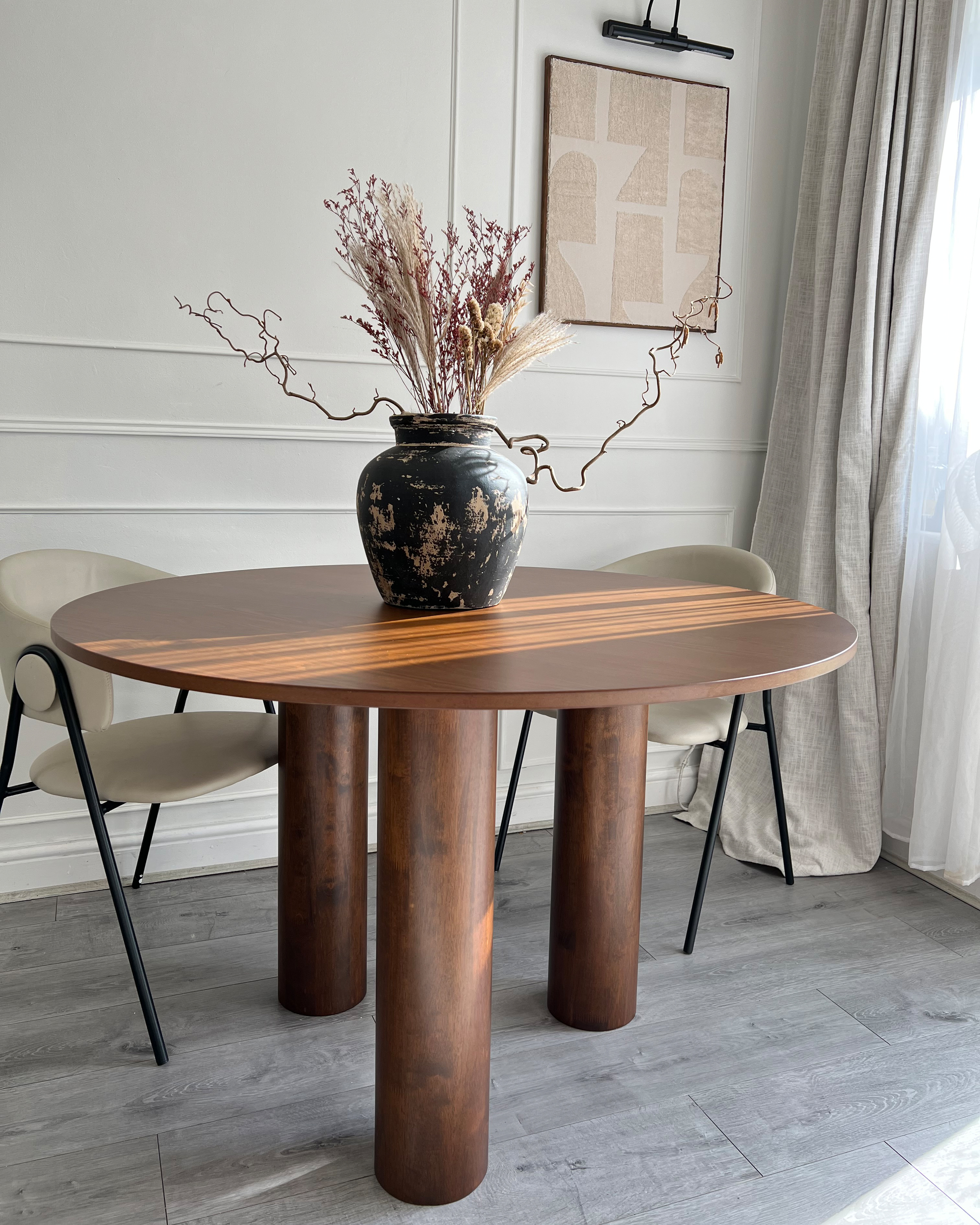 Stół do jadalni okrągły ⌀ 120 cm ciemne drewno ORIN_900352