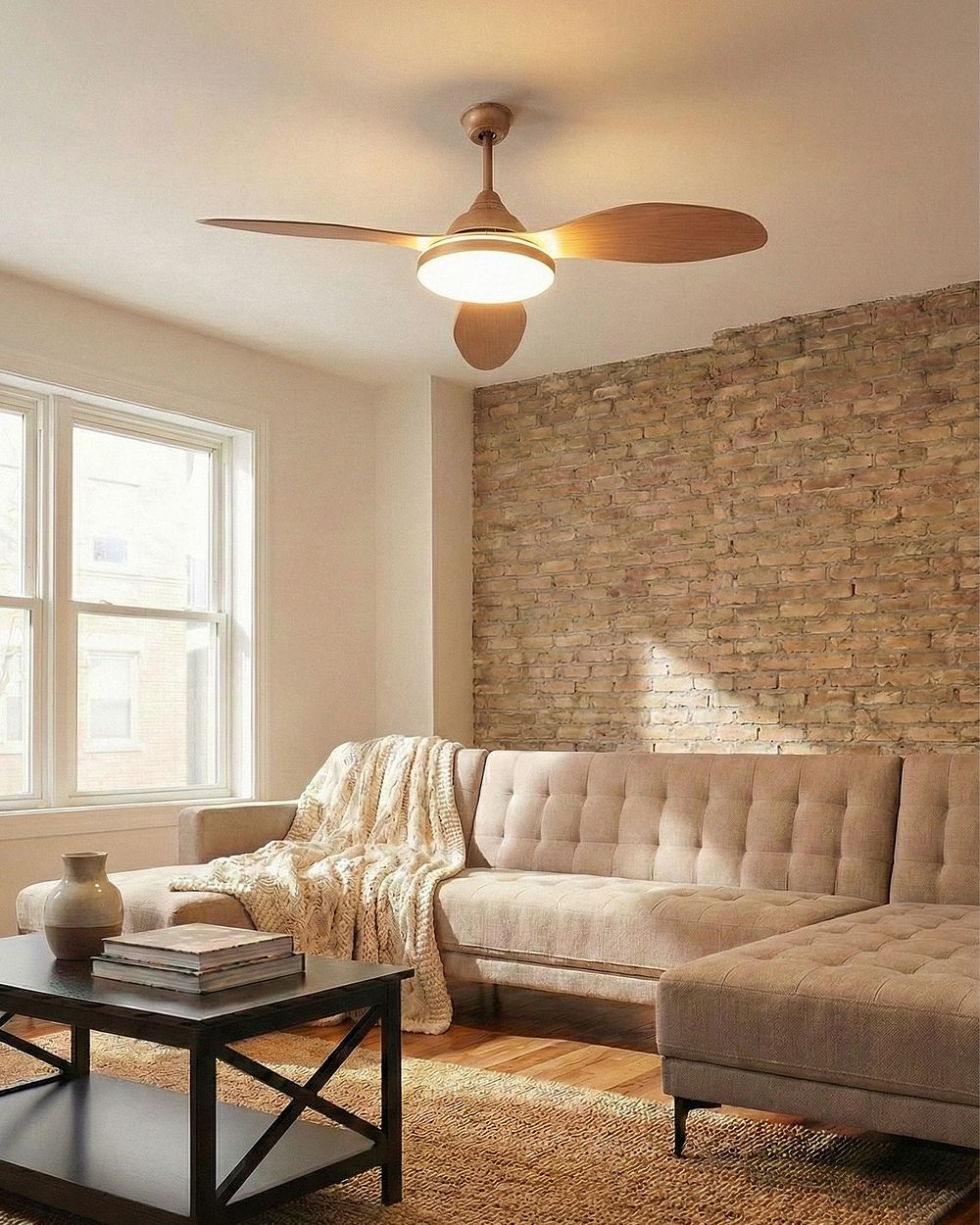 Deckenventilator mit Licht MUDDY mit Fernbedienung Hellbraun