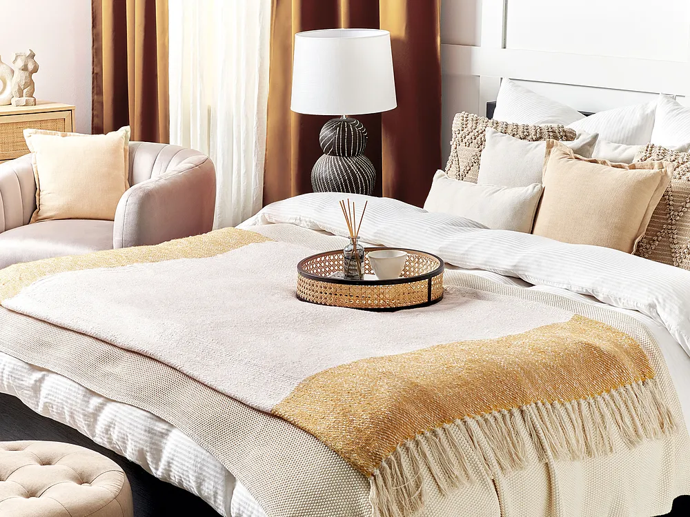 Coperta SALME Tessuto 130 x 170 cm Beige_1156428