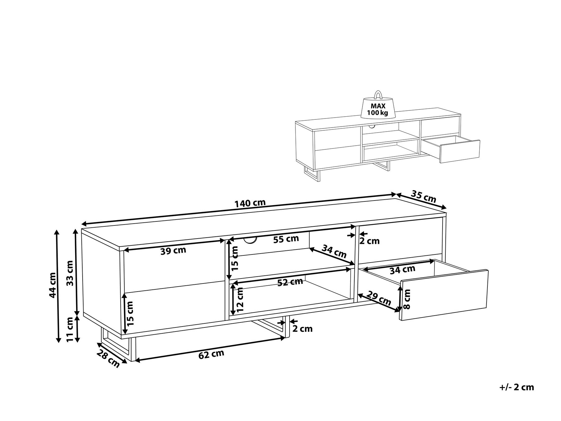 TV Stand MAINE Brown/ Black_761641