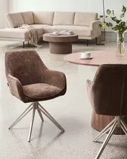 Set di 2 sedie da pranzo JODAR Tessuto Marrone_1077935