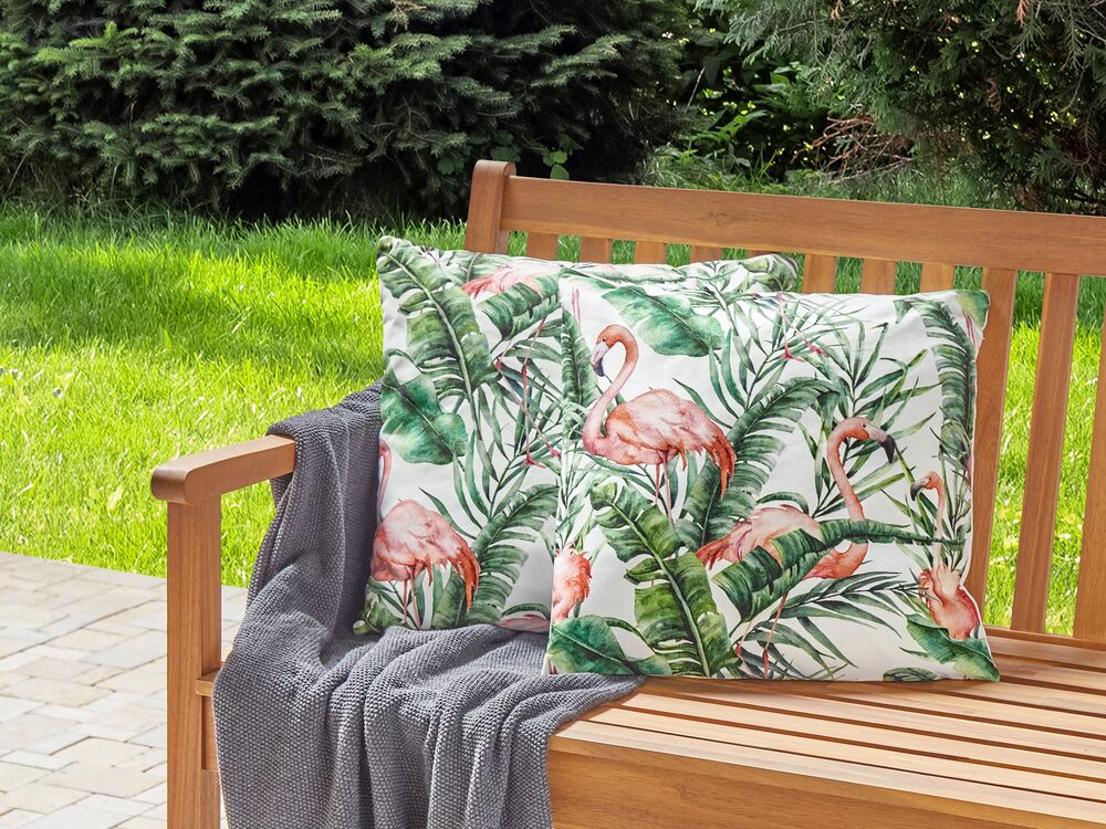 Set of 2 Outdoor Cushions Flamingo Pattern 45 x 45 cm Multicolour ELLERA Beliani