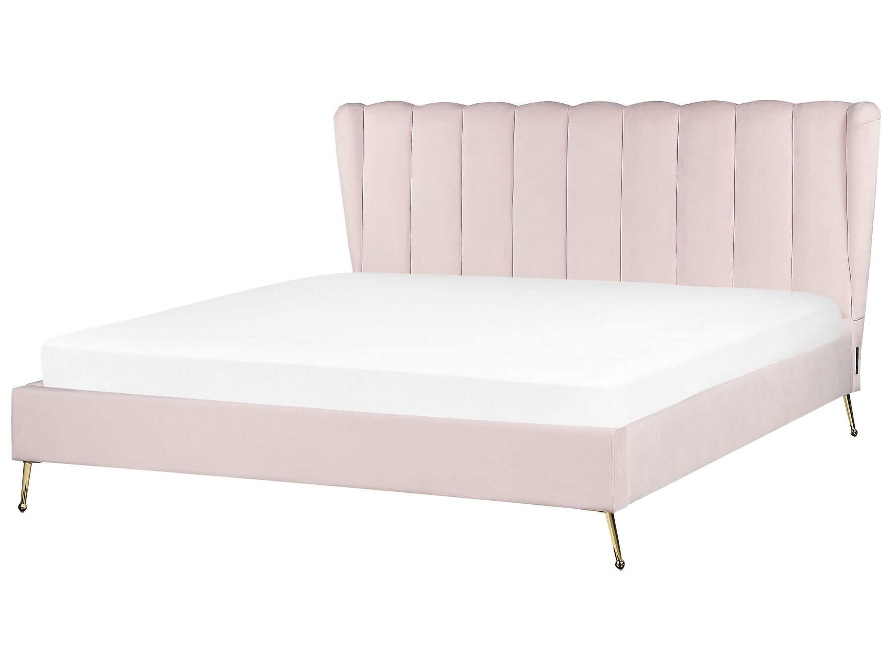 Sametová postel s USB portem 180 x 200 cm světle růžová MIRIBEL_870551