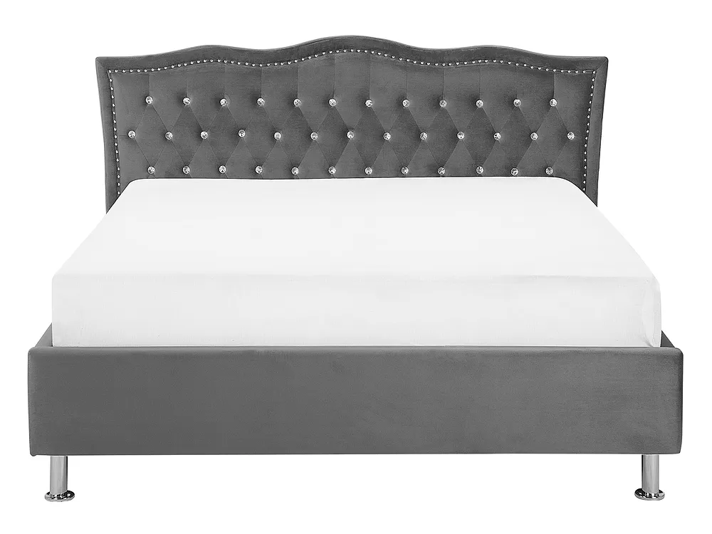 Letto contenitore METZ Velluto Grigio scuro 140 x 200 cm_736192