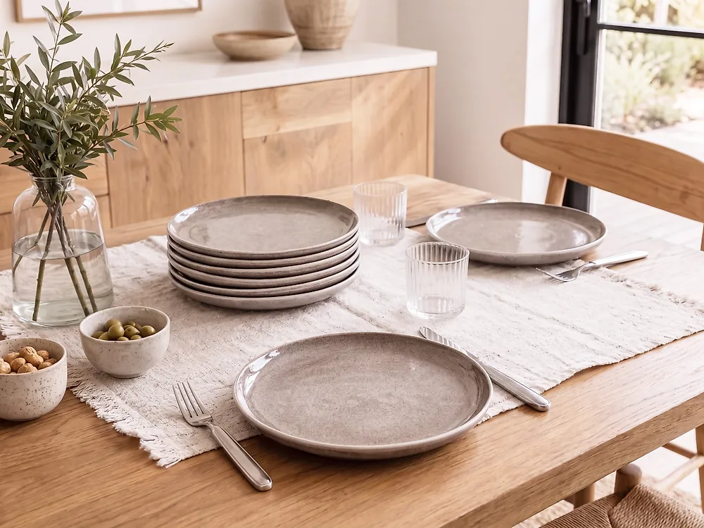 Set di 8 piattini da dessert COSTMARY Gres porcellanato Grigio 21 cm_1176573