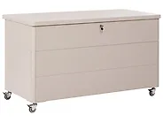 Aufbewahrungsbox KYMI 136 cm 55 cm Metall mit Rädern Beige_1172866
