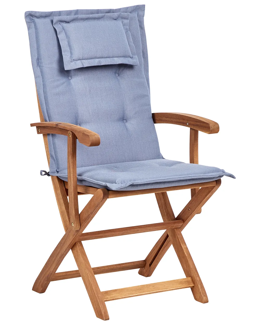 Set of 2 Garden Chairs with Cushions MAUI II Acacia Wood Blue_926566