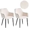 Set of 2 Dining Chairs ALDEN Boucle White