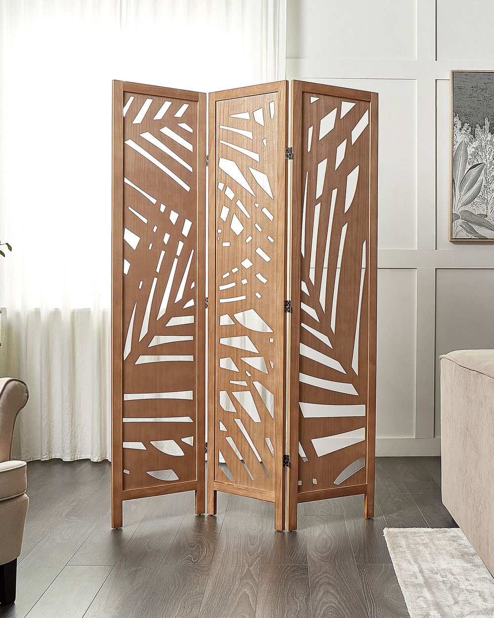 3-panelowy parawan pokojowy VERNAGO 122 cm 170 cm Jasnobrązowy