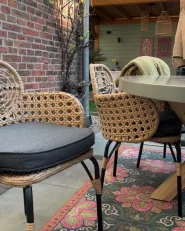 Set of 6 Garden Chairs with Cushions PRATELLO PE Rattan Natural_999723