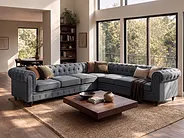 Narożnik dla 6 osób CHESTERFIELD Szary Lewostronny_1151258