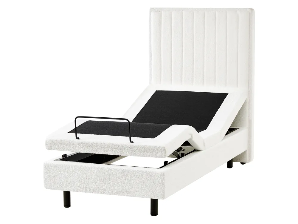 Bett verstellbar Bouclé DUKE II 80 x 200 cm Cremeweiß_1026177