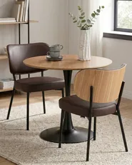 Set of 2 Dining Chairs WONDER Faux Leather Dark Brown_1058447