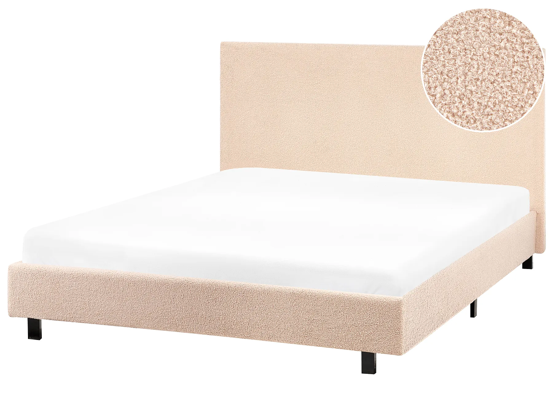 Bed Boucle ALBI 120 x 200 cm (EU Small Double) Beige_1060903