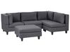 4 Seater Left Hand Modular Fabric Corner Sofa with Ottoman Dark Grey UNSTAD_924630