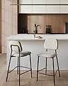 Set of 2 Bar Chairs DUETTE Velvet Light Beige
