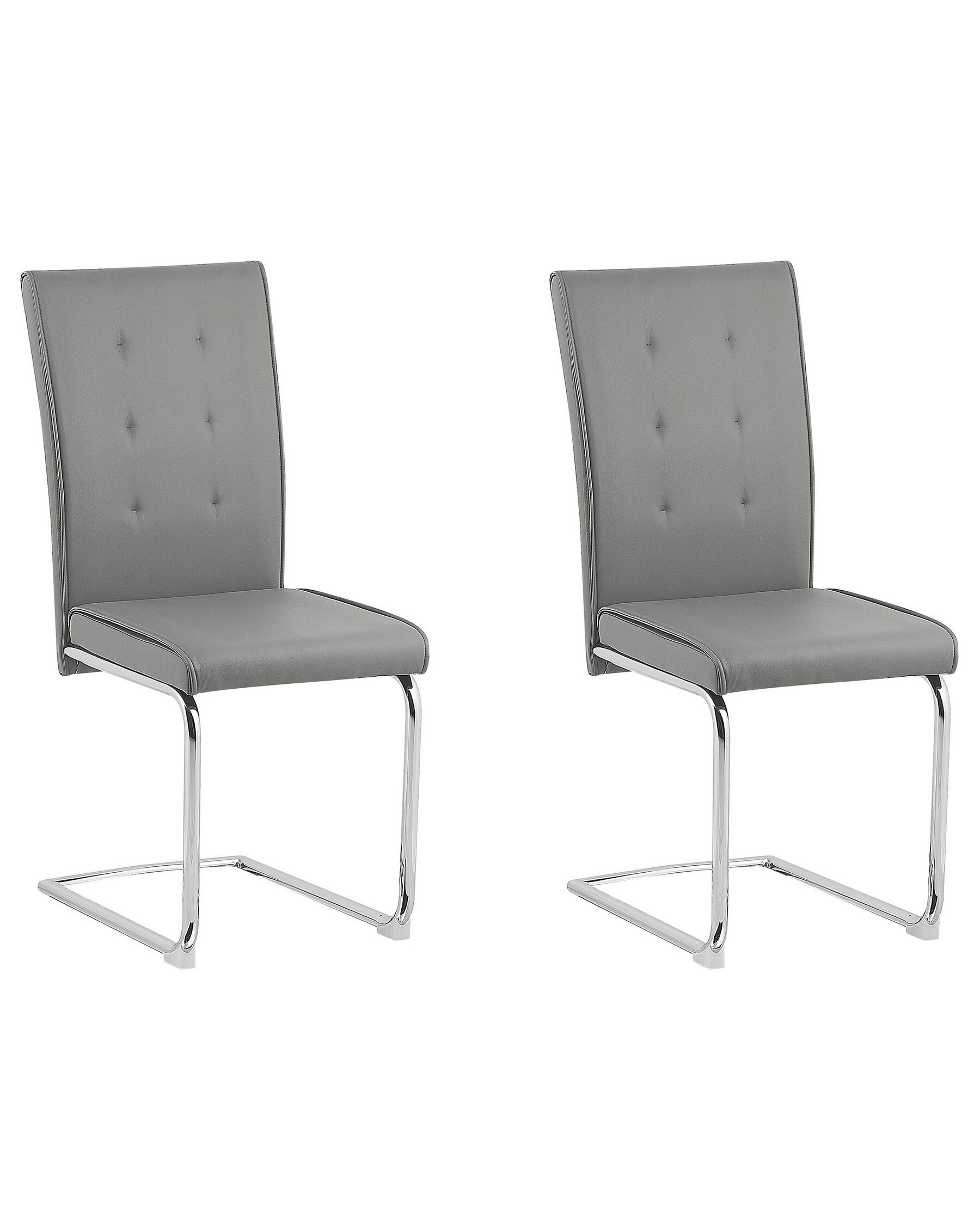 Conjunto de 2 cadeiras em pele sintética cinzenta ROVARD_790110