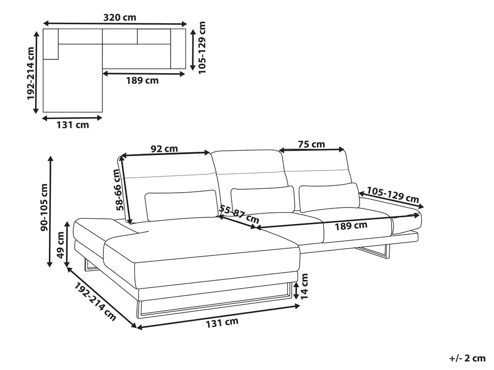 Corner Sofa 4 Seater IKAST Corduroy Beige Right Hand_960108