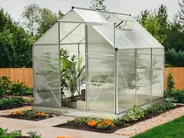 Garden Greenhouse APULIA 191 cm 190 cm Silver_1005236