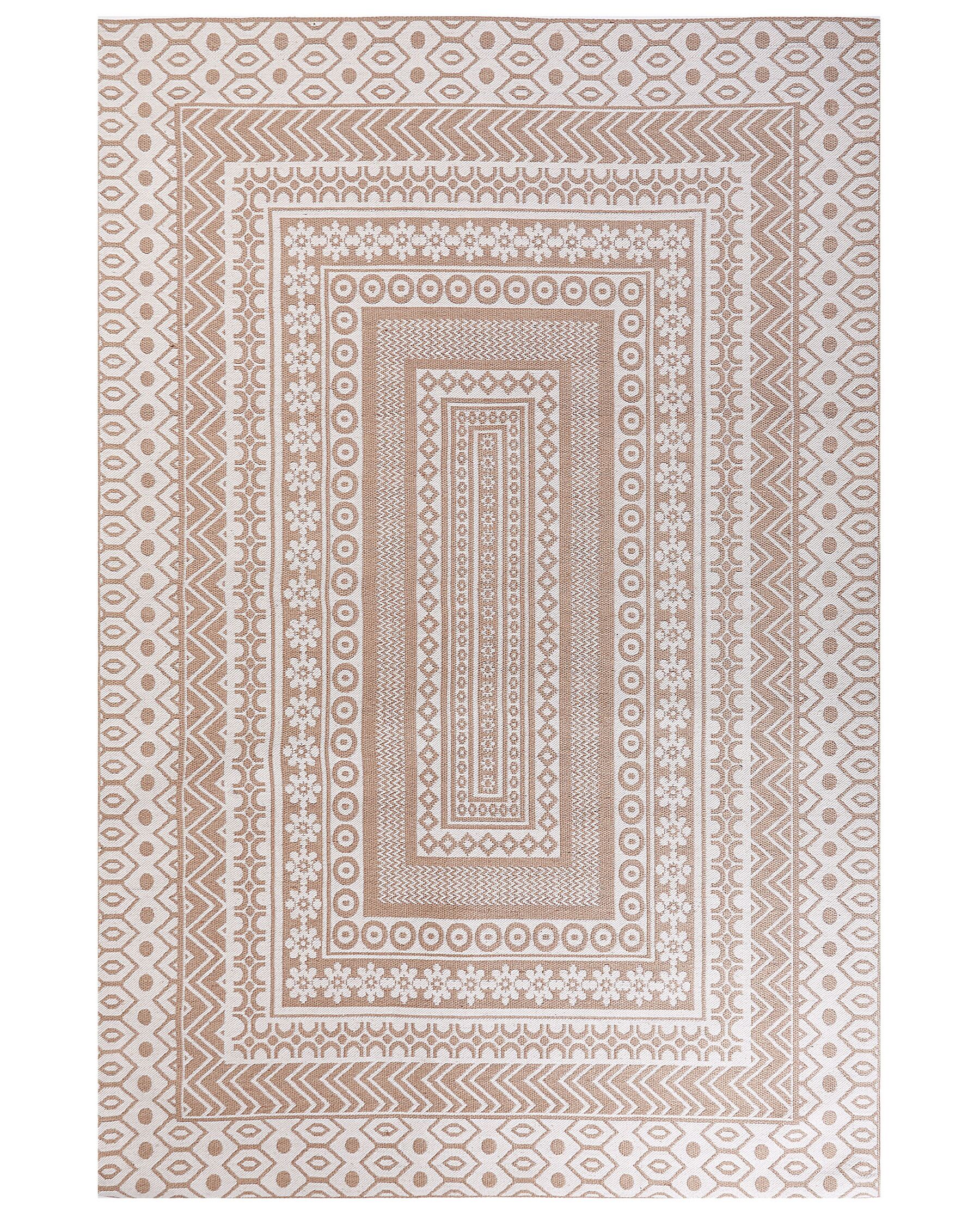 Teppich Jute beige / weiss 200 x 300 cm geometrisches Muster Kurzflor BAGLAR_853538