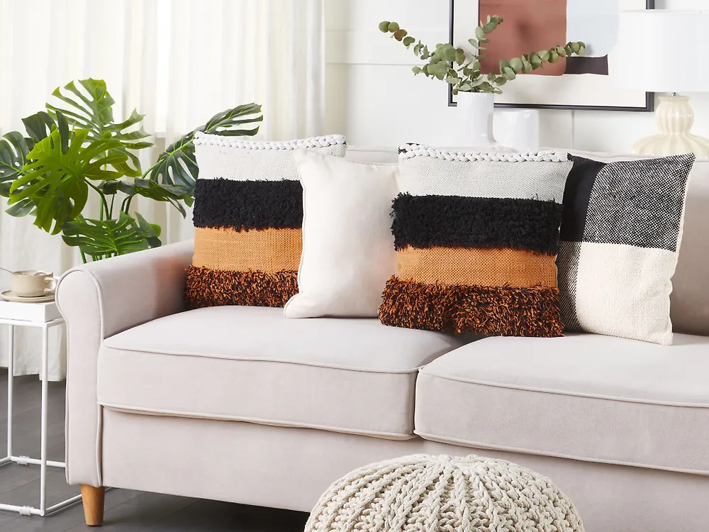 Throw Cushion MIHALGAZI 45 x 45 cm Cotton Multicolour Striped_1179697