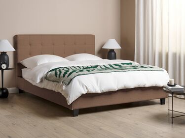 Fabric EU King Size Bed Brown LA ROCHELLE