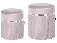 Lot de 2 poufs avec rangement CAMDENTON Velours Gris clair_1186023