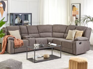 Corner Fabric Manual Recliner Sofa Beige ROKKE