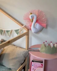 Kids Wall Decor Swan ODETTA 32 cm Cotton White_1028635