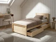Bed with 2 Drawers DAUPHIN Pine Wood Light Brown 90 x 200 cm (EU Single)_1059750