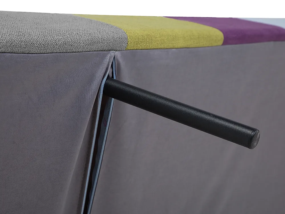 Beliani Schlafsofa 3-Sitzer – Hellgrau, Patchwork-Design, Klappbar Zum Bett, Verstellbare Armlehnen