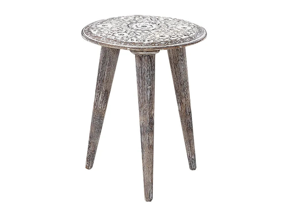 Set of 2 Side Tables BARJU Mango Wood White_851905