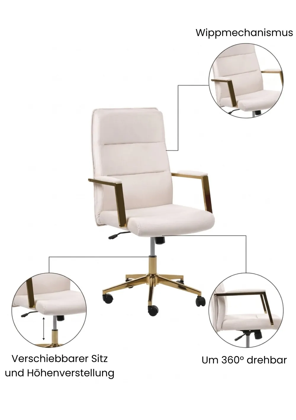 Chefsessel DEMURE Samtstoff Hellbeige_1063330