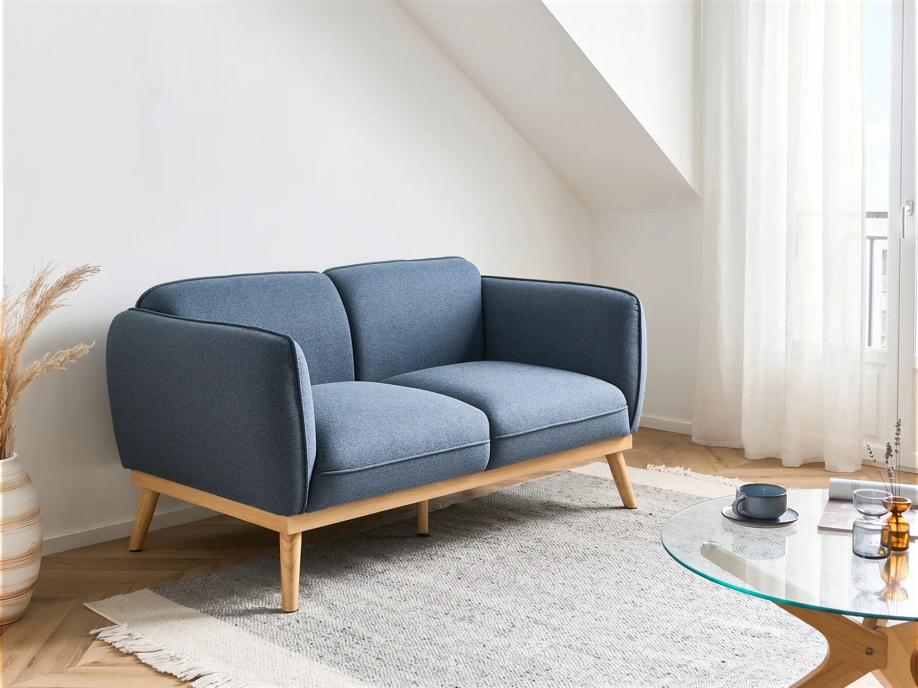 Sofa 2 Seater LJUNG Fabric Blue_1076426