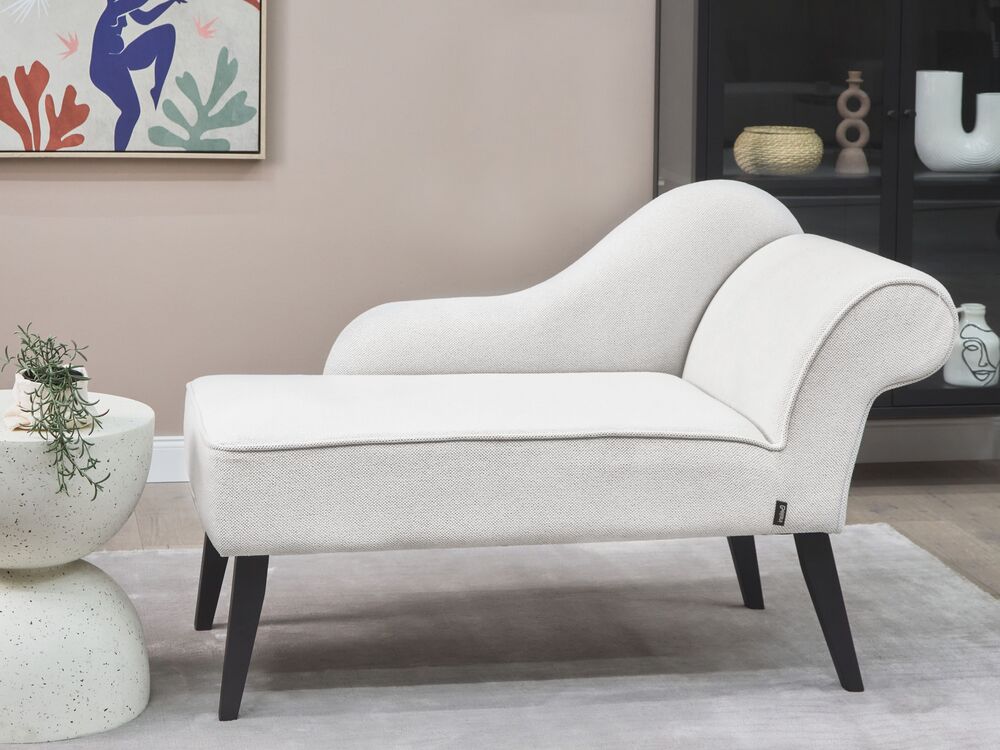 Right Hand Fabric Chaise Lounge White BIARRITZ Beliani.es