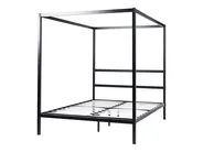 Four Poster Bed Metal LESTARDS 140 x 200 cm (EU Double) Black_863334