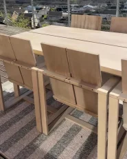 Garden Dining Set 6 Seater AZZANELLO Acacia Wood Off-White_994211