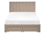 Bed with Storage Drawers LONZAC Velvet Taupe 120 x 200 cm (EU Small Double)_1014817
