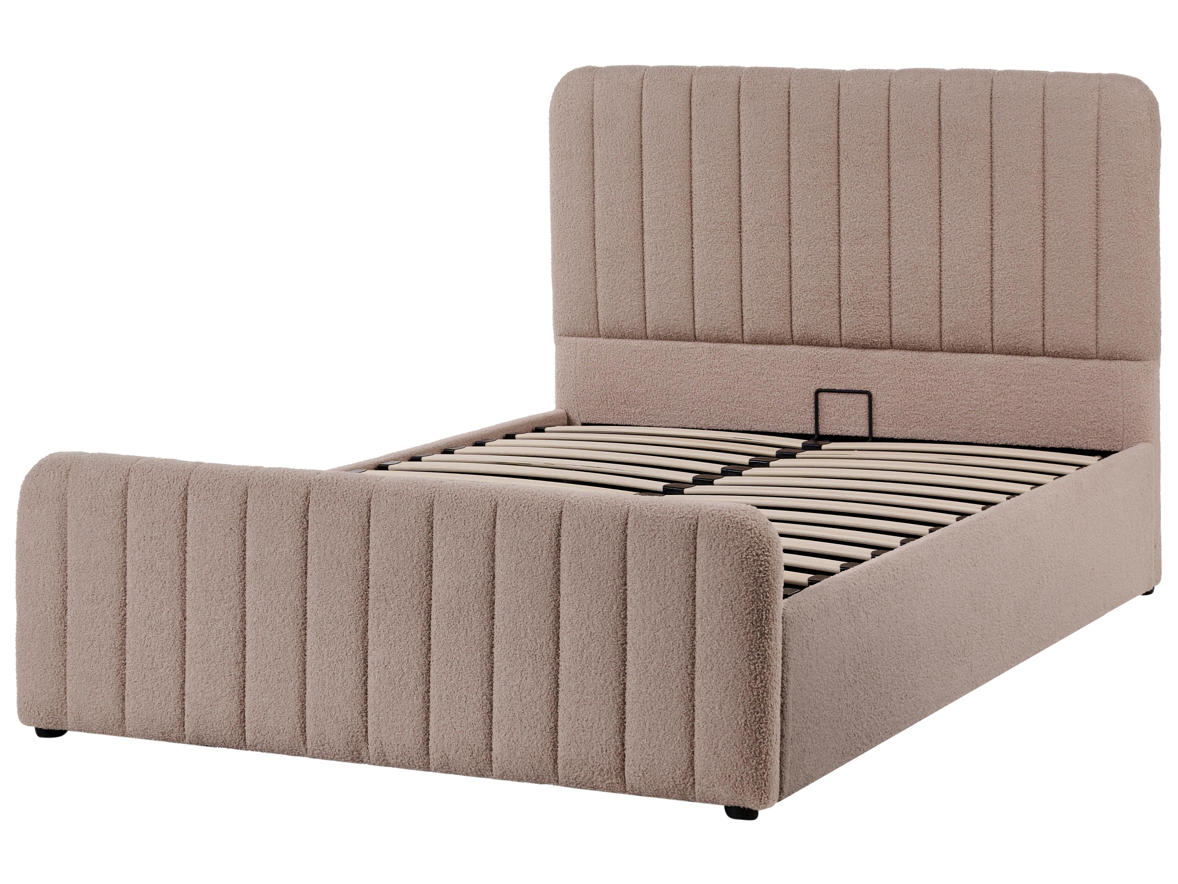 Ottoman Bed LUNAN Boucle Taupe 120 x 200 cm (EU Small Double)_1048507