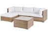 Lounge Set Rattan naturfarben 4-Sitzer rechtsseitig modular Auflagen weiß SANO II_933618