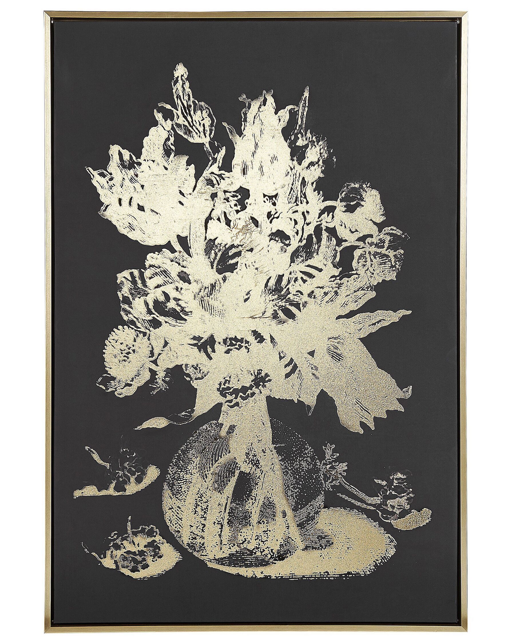 Tableau décoratif avec motif de fleurs 63 x 93 cm doré ORIANO_816220