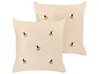 Dekokissen 2er Set TALINUM 45 x 45 cm Samtstoff Beige Tiermuster
