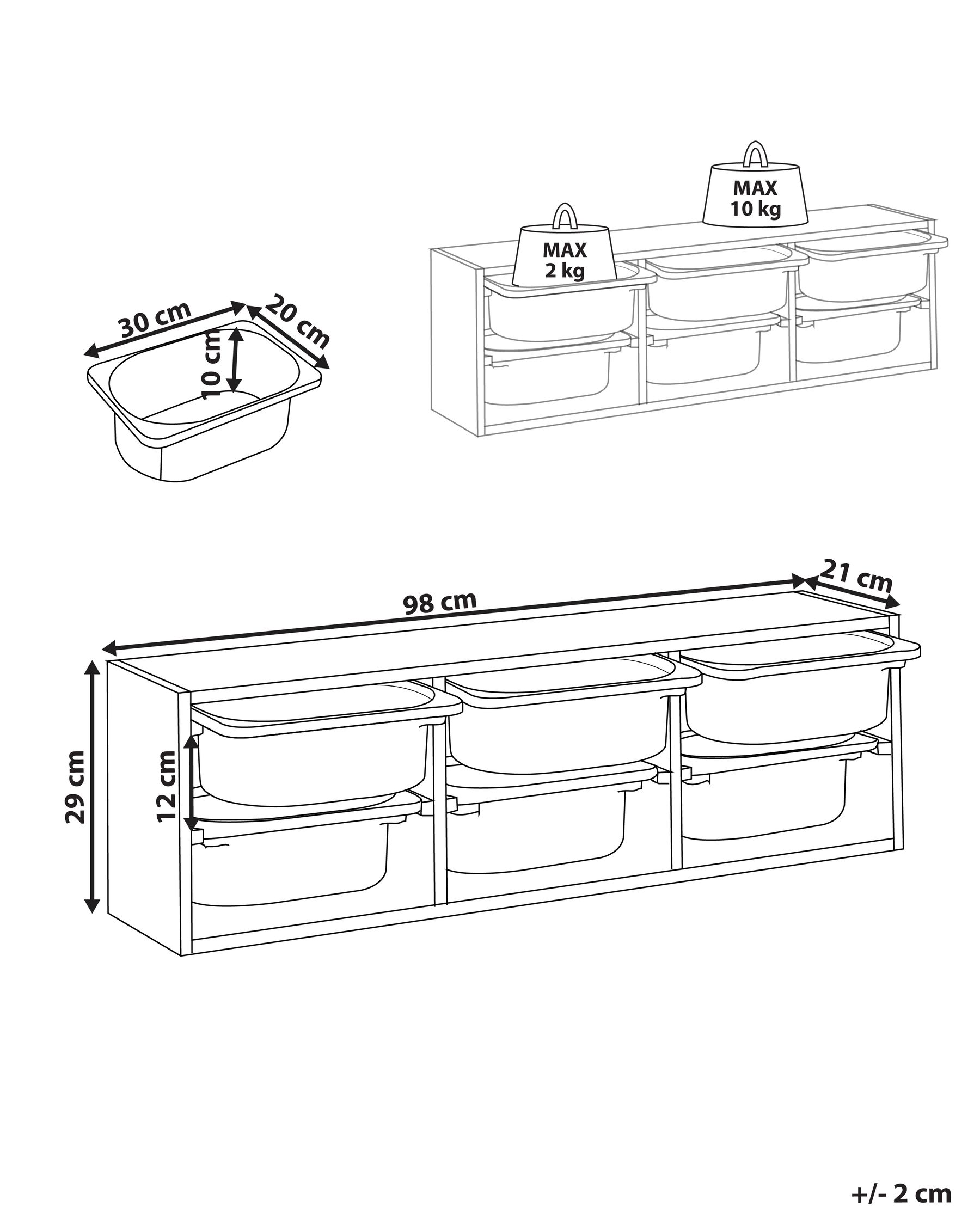  Wall Shelf with 6 Boxes White TOBIN_947468