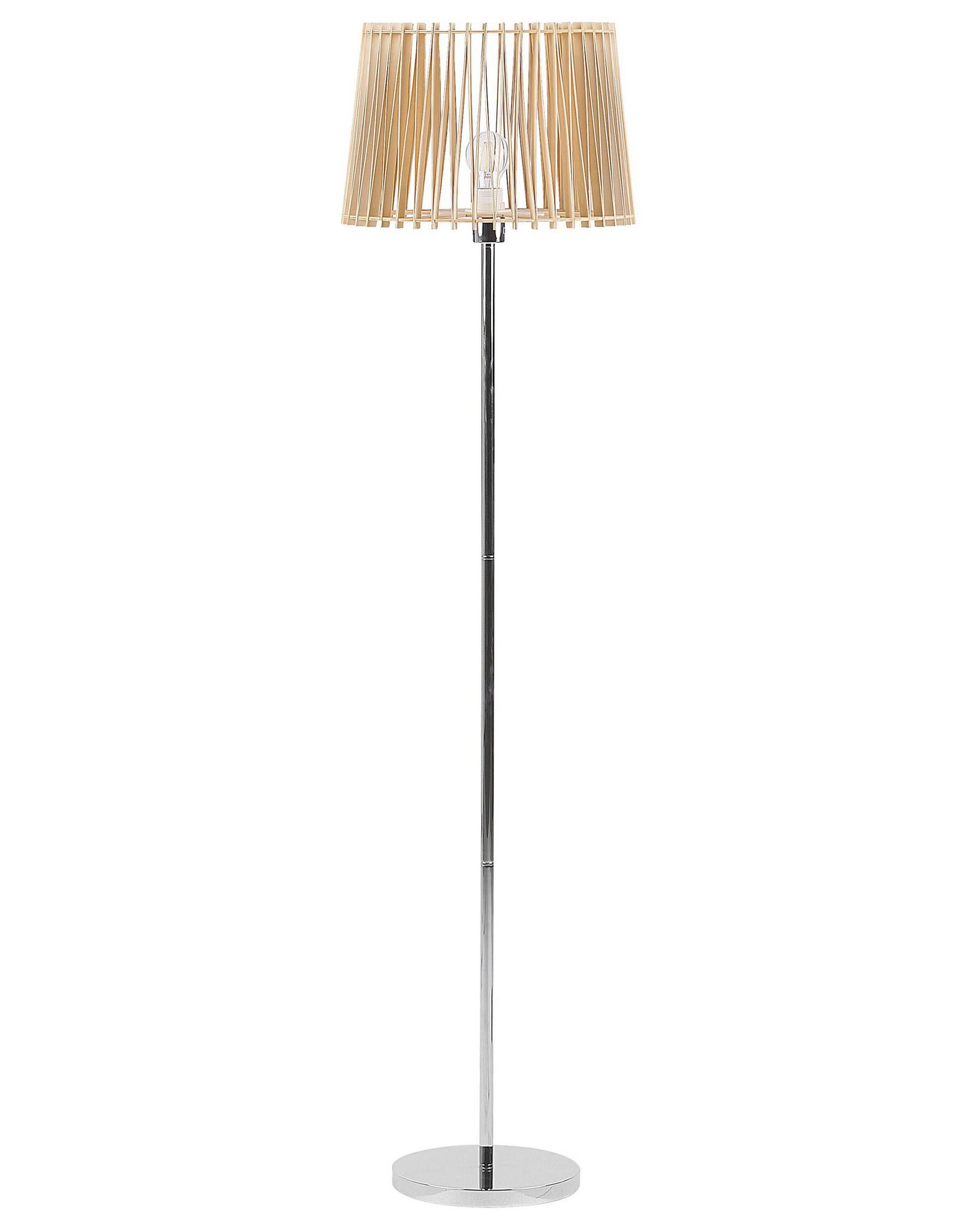 Lampada da pavimento metallo legno chiaro e argento 153 cm FORGE_785387