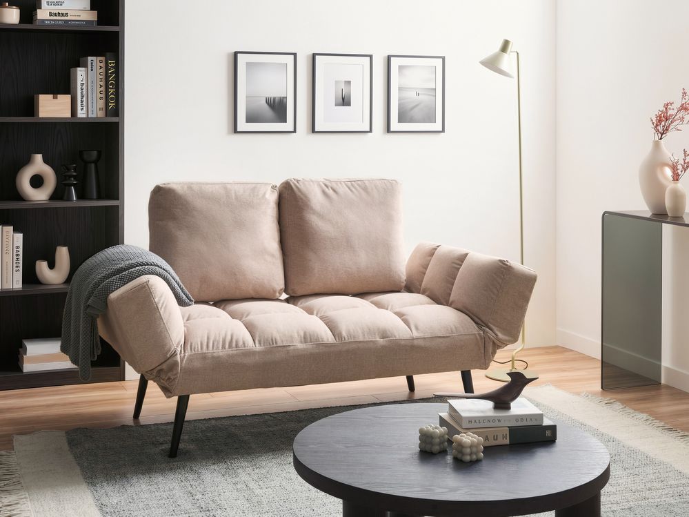 Canapé-lit 2 places BREKKE Tissu Beige