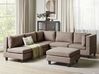 5 Seater Left Hand Modular Fabric Corner Sofa with Ottoman Brown UNSTAD_924991