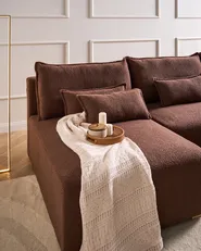 Modular Corner Sofa NERBO Boucle Brown Right Hand_1034374