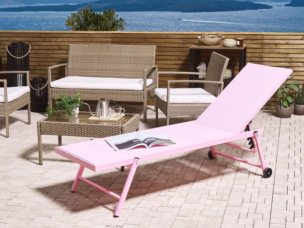 Sun Lounger PORTOFINO Reclining Metal Pink