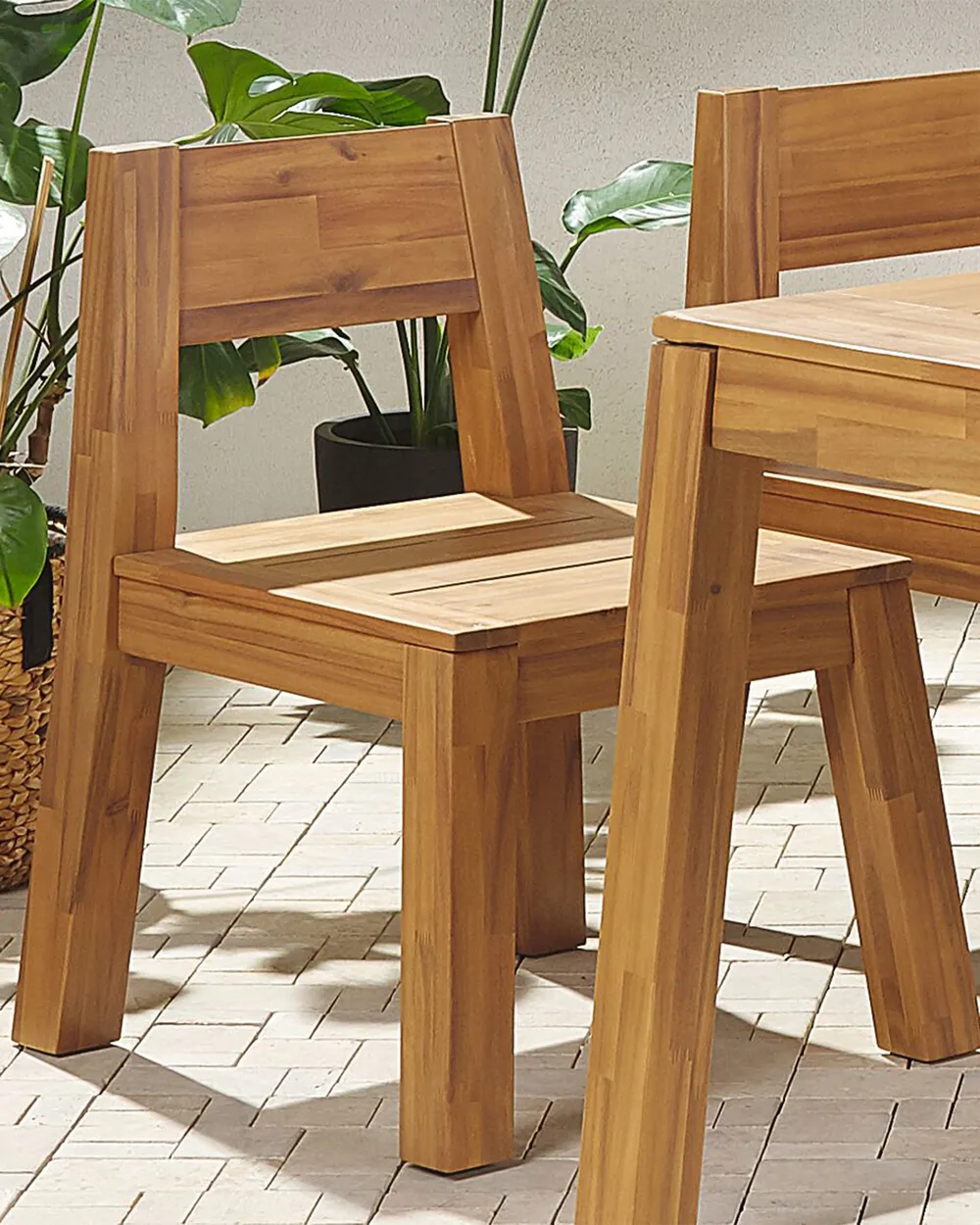 Set of 2 Garden Chairs LIVORNO Acacia Wood Brown