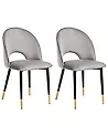 Set of 2 Dining Chairs MAGALIA Velvet Grey